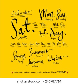 Hand drawn calendar /  vector - calligraphy