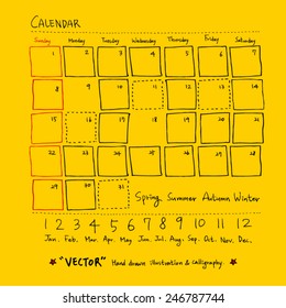 Hand drawn calendar /  vector - calligraphy