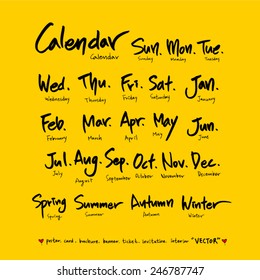 Hand drawn calendar /  vector - calligraphy