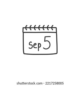 Icono de vector de calendario dibujado a mano. Calendario en el diseño de letreros planos de pared. Pictograma de símbolo plano EPS 10