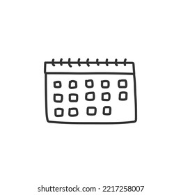 Handgezeichnetes Kalendervektorsymbol. Kalender auf Wandflaechen Design. EPS10-Piktogramm mit flachen Symbolen