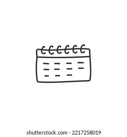 Icono de vector de calendario dibujado a mano. Calendario en el diseño de letreros planos de pared. Pictograma de símbolo plano EPS 10