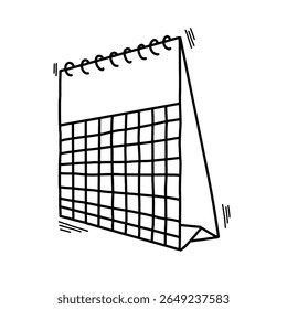 Ilustración vectorial de calendario dibujada a mano. Calendario doodle art schedule dibujado a mano icono de estilo de boceto