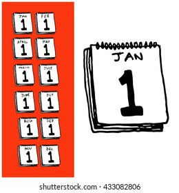 Hand Drawn Calendar Vector Illustration