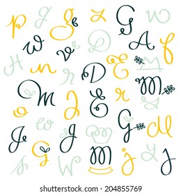 Hand drawn calligraphic alphabet in vector 