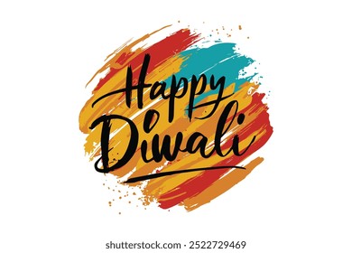 Dibujado a mano caligráfico pincelada colorida pintura de letras de feliz Diwali