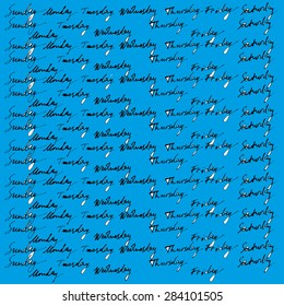 Hand drawn calligraphic days of the week vector background pattern (texture) 
