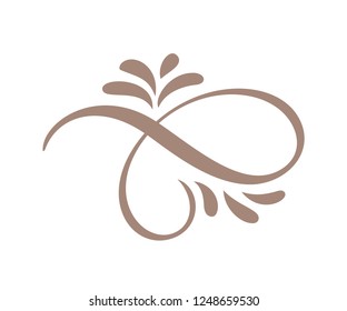 Hand Drawn Calligraphic Floral Spring Flourish Design Elements in light style isolated on white background. Vector calligraphy and lettering illustration.