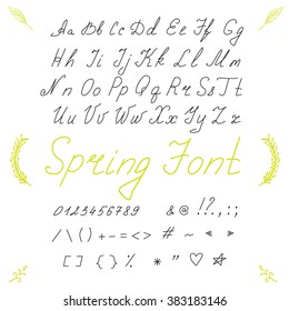 Hand drawn calligraphic font