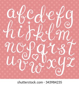 Hand drawn calligraphic font, lowercase small letters