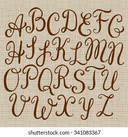 Hand drawn calligraphic font, uppercase capital letters