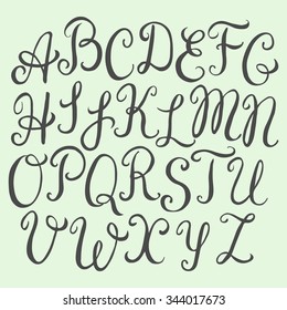 Hand drawn calligraphic font, uppercase capital letters