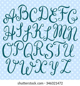 Hand drawn calligraphic font, uppercase capital letters