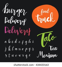 Hand drawn calligraphic font. Vector handwritten brush script.
