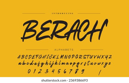 Hand drawn calligraphic vector font. Distress grunge texture. Modern script calligraphy type. ABC typography latin alphabet