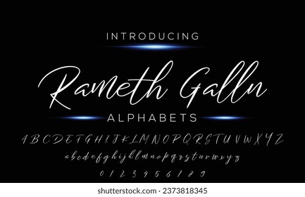 Fuente de vector caligráfico dibujada a mano. Grunge de socorro. Tipo de caligrafía de script moderno. Alfabeto latten de tipografía ABC.