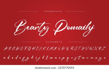 Hand drawn calligraphic vector monocline font. Distress signature letters. Modern script calligraphy type. ABC typography Latin signature alphabet