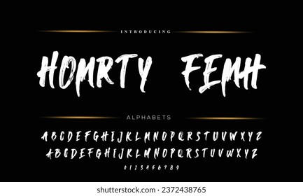 Hand drawn calligraphic vector monocline font. Distress signature letters. Modern script calligraphy type. ABC typography Latin signature alphabet.