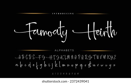 Hand drawn calligraphic vector monocline font. Distress signature letters. Modern script calligraphy type. ABC typography Latin signature alphabet.