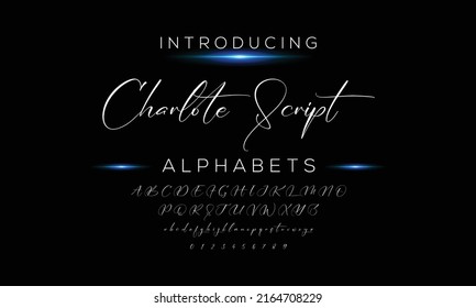 Hand drawn calligraphic vector monoline font. Distress signature letters. Modern script calligraphy type. ABC typography latin signature alphabet.