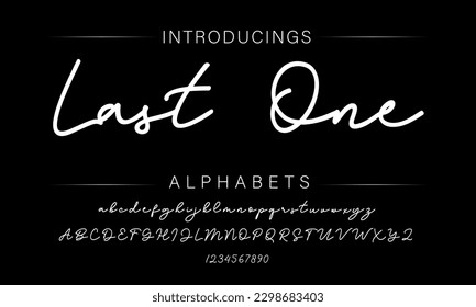 Hand drawn calligraphic vector monoline font. Distress signature letters. Modern script calligraphy type. ABC typography latin signature alphabet.