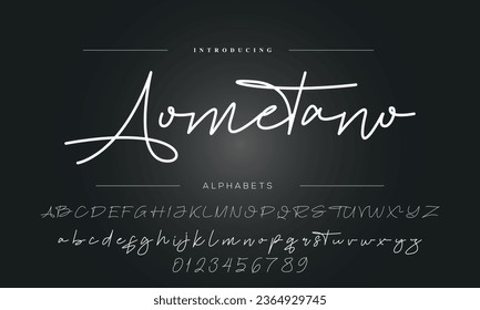 Hand drawn calligraphic vector monoline font. Distress signature letters. Modern script calligraphy type. ABC typography latin signature alphabet