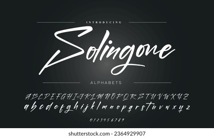 Hand drawn calligraphic vector monoline font. Distress signature letters. Modern script calligraphy type. ABC typography latin signature alphabet