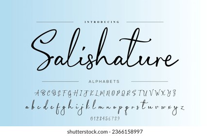 Hand drawn calligraphic vector monoline font. Distress signature letters. Modern script calligraphy type. ABC typography latin signature alphabet