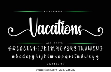 Fuente de monolina con vector caligráfico dibujado a mano. Letras de firma de angustia. Tipo de caligrafía de script moderno. Alfabeto de firma latina de tipografía ABC