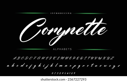 Hand drawn calligraphic vector monoline font. Distress signature letters. Modern script calligraphy type. ABC typography latin signature alphabet.