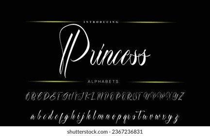  Hand drawn calligraphic vector monoline font. Distress signature letters. Modern script calligraphy type. ABC typography latin signature alphabet.