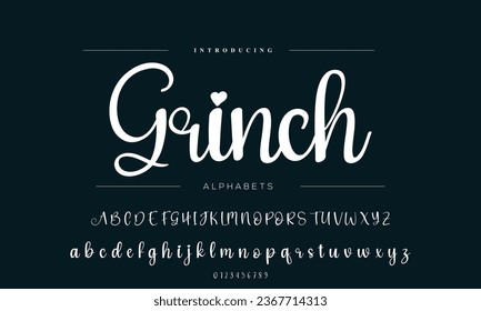 Hand drawn calligraphic vector monoline font. Distress signature letters. Modern script calligraphy type. ABC typography latin signature alphabet