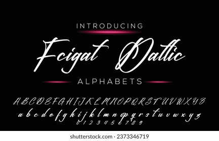 Hand drawn calligraphic vector monoline font. Distress signature letters. Modern script calligraphy type. ABC typography latin signature alphabet