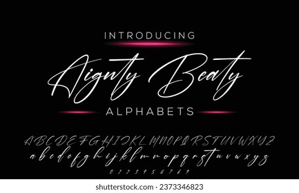 Hand drawn calligraphic vector monoline font. Distress signature letters. Modern script calligraphy type. ABC typography latin signature alphabet