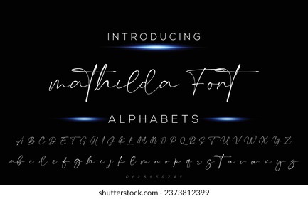 Hand drawn calligraphic vector monoline font. Distress signature letters. Modern script calligraphy type. ABC typography latin signature alphabet