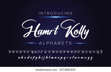 Hand drawn calligraphic vector monoline font. Distress signature letters. Modern script calligraphy type. ABC typography latin signature alphabet.