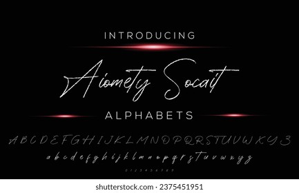 Fuente de monolina con vector caligráfico dibujado a mano. Letras de firma de angustia. Tipo de caligrafía de script moderno. Alfabeto de firma latina de tipografía ABC.