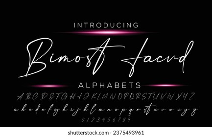 Hand drawn calligraphic vector monoline font. Distress signature letters. Modern script calligraphy type. ABC typography latin signature alphabet.
