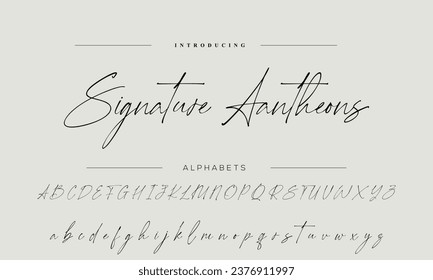 Fuente de monolina con vector caligráfico dibujado a mano. Letras de firma de angustia. Tipo de caligrafía de script moderno. Alfabeto de firma latina de tipografía ABC.