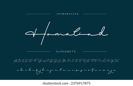 Hand drawn calligraphic vector monoline font. Distress signature letters. Modern script calligraphy type. ABC typography latin signature alphabet.