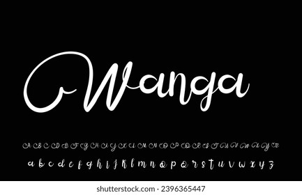 Fuente de monolina con vector caligráfico dibujado a mano. Letras de firma de angustia. Tipo de caligrafía de script moderno. Alfabeto de firma latina de tipografía ABC.