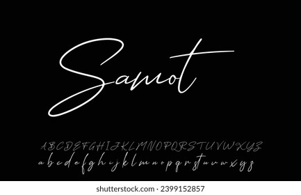 Hand drawn calligraphic vector monoline font. Distress signature letters. Modern script calligraphy type. ABC typography latin signature alphabet.