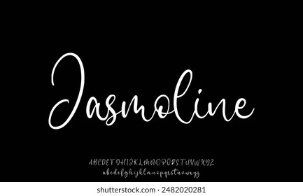Hand drawn calligraphic vector monoline font. Distress signature letters. Modern script calligraphy type. ABC typography latin signature alphabet.