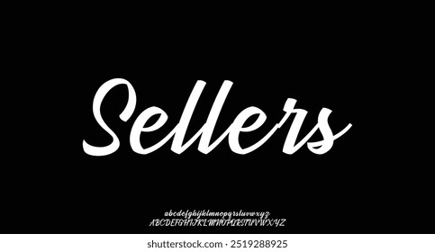 Hand drawn calligraphic vector monoline font. Distress signature letters. Modern script calligraphy type. ABC typography latin signature alphabet.