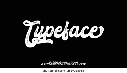 Fonte monocromática de vetor caligráfico desenhada à mão. Cartas de assinatura de socorro. Tipo de caligrafia de script moderno. Alfabeto latino de assinatura da tipografia ABC.