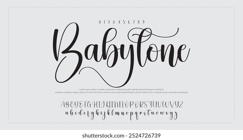 Hand drawn calligraphic vector monoline font. Distress signature letters. Modern script calligraphy type. ABC typography latin signature alphabet.