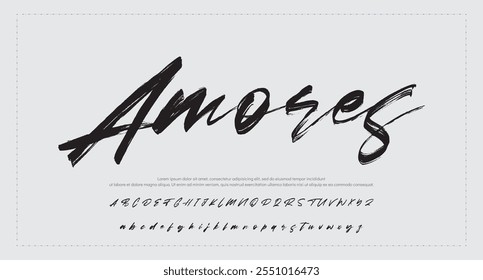 Hand drawn calligraphic vector monoline font. Distress signature letters. Modern script calligraphy type. ABC typography latin signature alphabet.