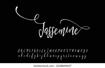  Hand drawn calligraphic vector monoline font. Distress signature letters. Modern script calligraphy type. ABC typography latin signature alphabet.