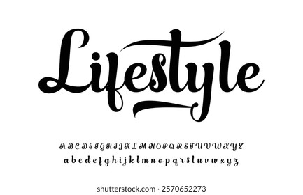 Hand drawn calligraphic vector monoline font. Distress signature letters. Modern script calligraphy type. ABC typography latin signature alphabet