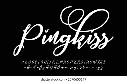 Hand drawn calligraphic vector monoline font. Distress signature letters. Modern script calligraphy type. ABC typography latin signature alphabet.